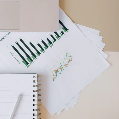 Financial charts and graphs showing business growth analysis